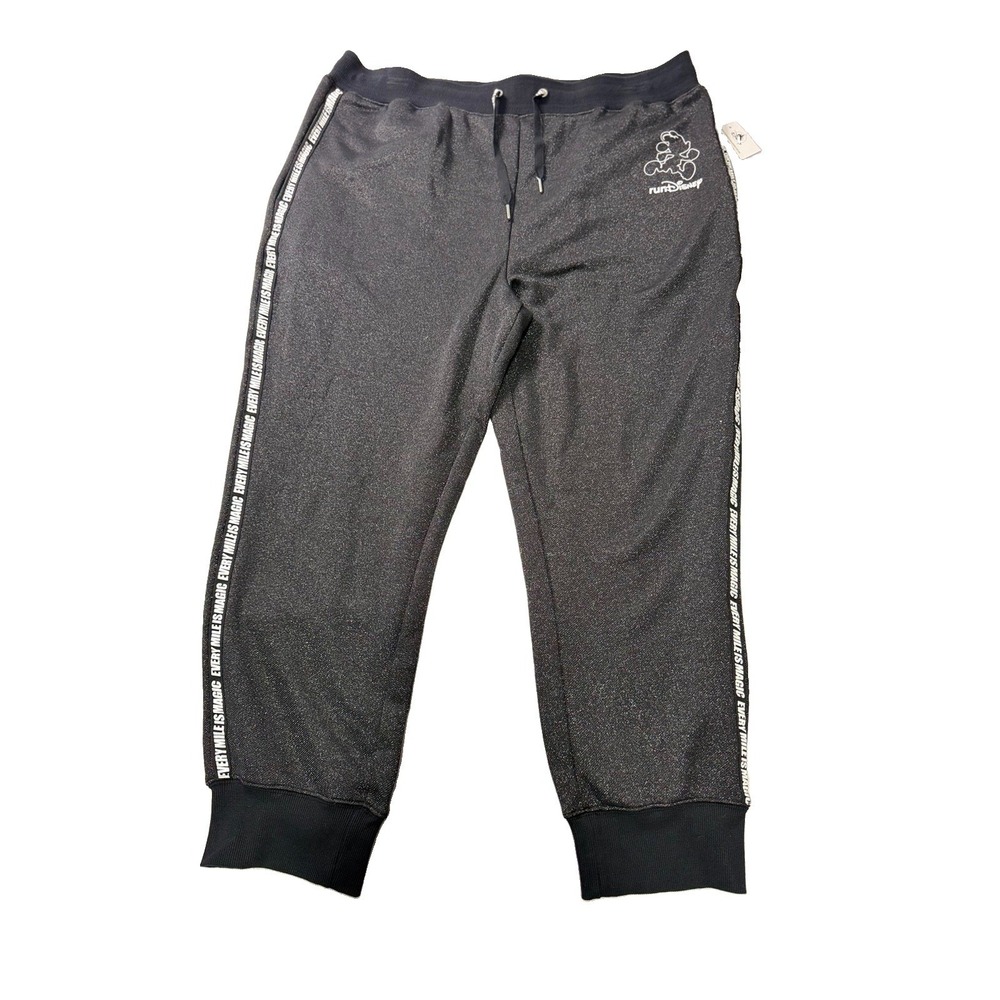 Rundisney Pants Every Mile Is Magic Small Sparkle Black Pants NWT Disney World